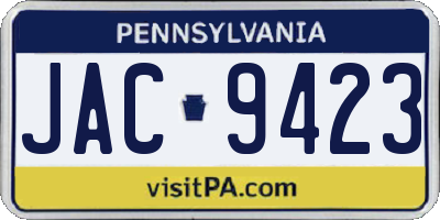 PA license plate JAC9423