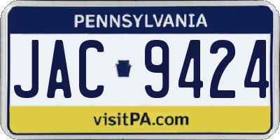 PA license plate JAC9424