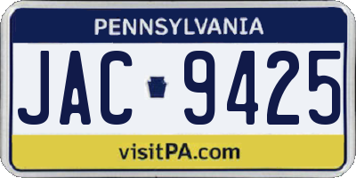 PA license plate JAC9425