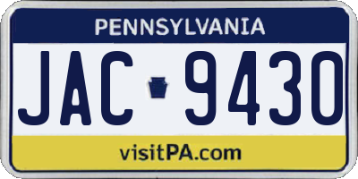 PA license plate JAC9430