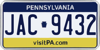 PA license plate JAC9432