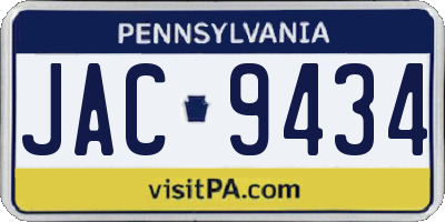 PA license plate JAC9434