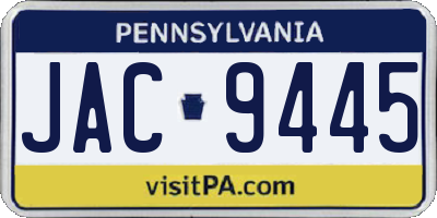 PA license plate JAC9445