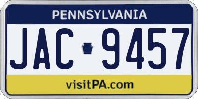 PA license plate JAC9457