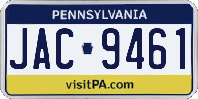 PA license plate JAC9461