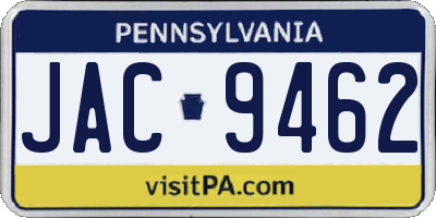 PA license plate JAC9462