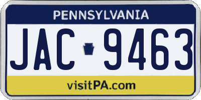 PA license plate JAC9463