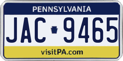 PA license plate JAC9465