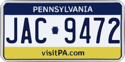 PA license plate JAC9472