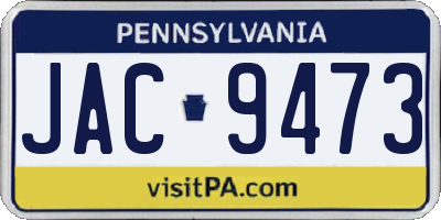 PA license plate JAC9473