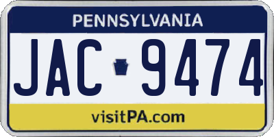 PA license plate JAC9474