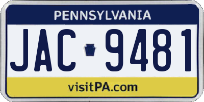 PA license plate JAC9481