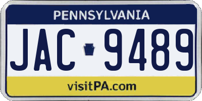 PA license plate JAC9489