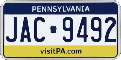 PA license plate JAC9492