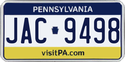 PA license plate JAC9498