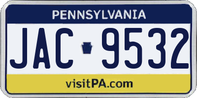 PA license plate JAC9532