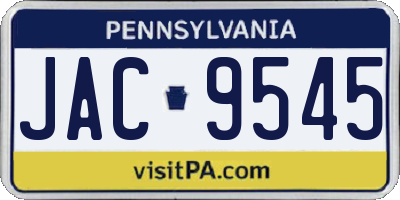 PA license plate JAC9545