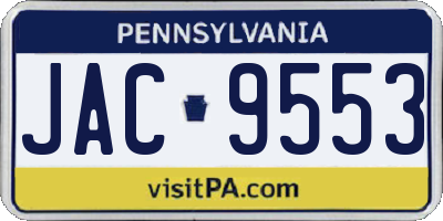 PA license plate JAC9553