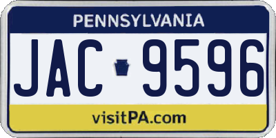 PA license plate JAC9596