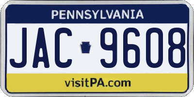 PA license plate JAC9608