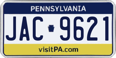 PA license plate JAC9621