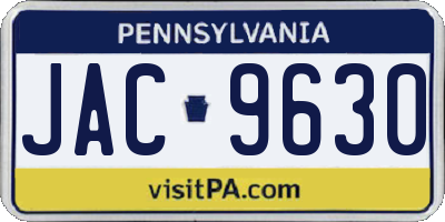 PA license plate JAC9630