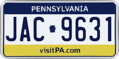 PA license plate JAC9631