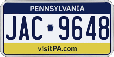 PA license plate JAC9648