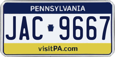 PA license plate JAC9667