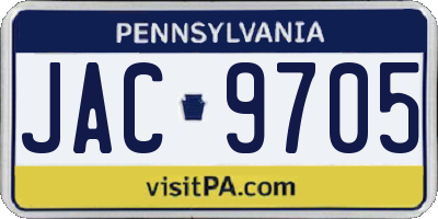 PA license plate JAC9705