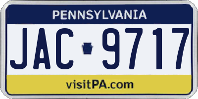 PA license plate JAC9717