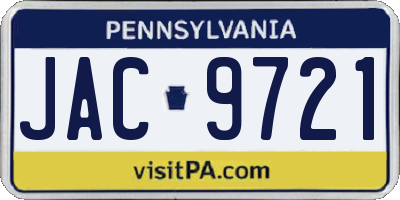 PA license plate JAC9721