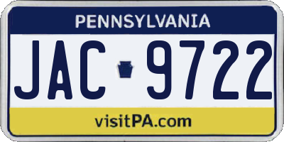PA license plate JAC9722