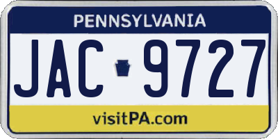 PA license plate JAC9727