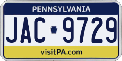PA license plate JAC9729