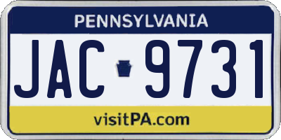 PA license plate JAC9731