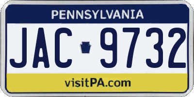 PA license plate JAC9732