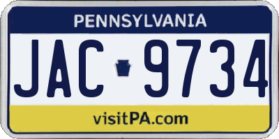 PA license plate JAC9734