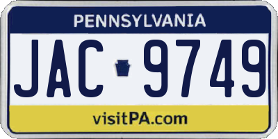 PA license plate JAC9749