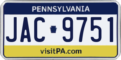 PA license plate JAC9751