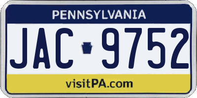 PA license plate JAC9752
