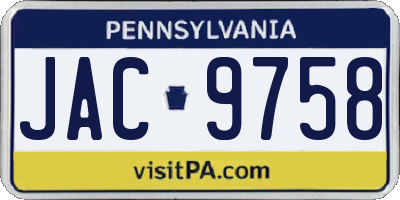 PA license plate JAC9758