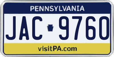 PA license plate JAC9760