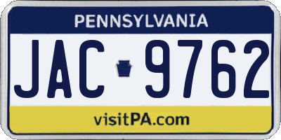 PA license plate JAC9762