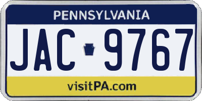 PA license plate JAC9767
