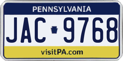 PA license plate JAC9768