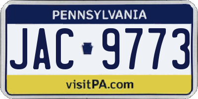 PA license plate JAC9773