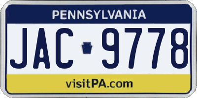 PA license plate JAC9778