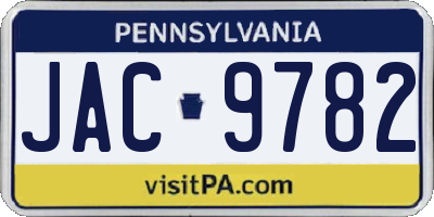 PA license plate JAC9782