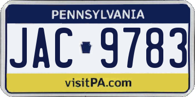 PA license plate JAC9783